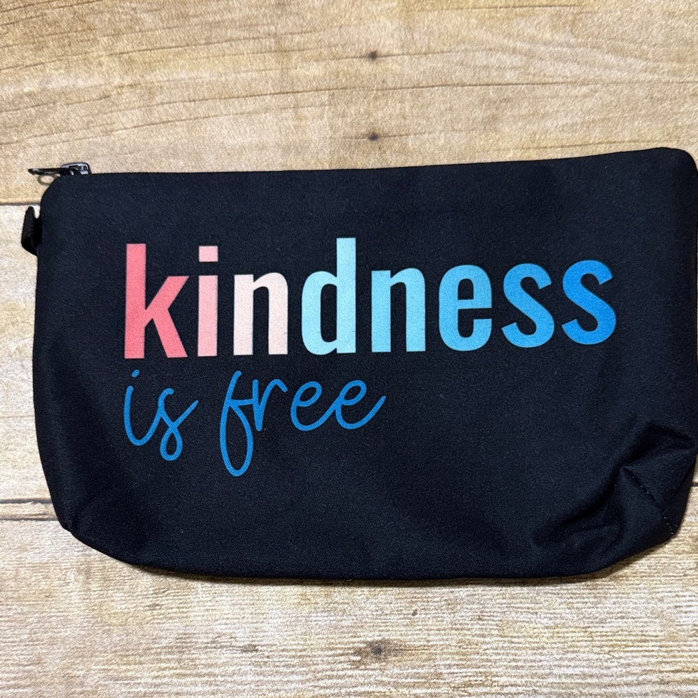 Black Pouch with Colorful 'Kindness is Free' Print